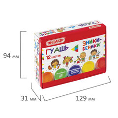 Гуашь ПИФАГОР &laquo;ЭНИКИ-БЕНИКИ&raquo;, 12 цветов по 10 мл, 191330