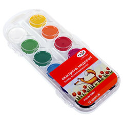 Краски акварельные ГАММА &laquo;Мультики NEW&raquo;, 12 цветов, медовая, пластиковый корпус, европодвес, 211046_12