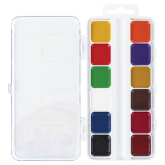 Краски акварельные ЮНЛАНДИЯ &laquo;ШКОЛЬНЫЕ&raquo;, медовые, 12 цветов, КЛАССИЧЕСКИЕ, пластик, 191529