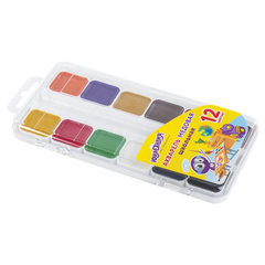 Краски акварельные ЮНЛАНДИЯ &laquo;ШКОЛЬНЫЕ&raquo;, медовые, 12 цветов, КЛАССИЧЕСКИЕ, пластик, 191529