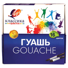 Гуашь ЛУЧ &laquo;Классика&raquo;, 16 цветов по 20 мл, без кисти, картонная упаковка, 29С 1696-08