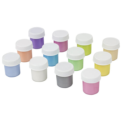 Краски акриловые ПЕРЛАМУТРОВЫЕ для рисования и хобби BRAUBERG 12 цветов по 20 мл, 191604