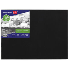 Холст черный на картоне (МДФ), 18&times;24 см, грунт, хлопок, мелкое зерно, BRAUBERG ART CLASSIC, 191677