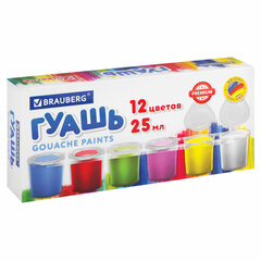 Гуашь BRAUBERG &laquo;PREMIUM&raquo;, 12 цветов по 25 мл, 191700