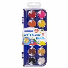 Краски акварельные BRAUBERG &laquo;PREMIUM&raquo; 12 цветов, круглые кюветы 28 мм, пенал, 191743
