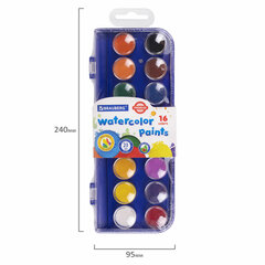 Краски акварельные BRAUBERG &laquo;PREMIUM&raquo; 16 цветов, круглые кюветы 23 мм, пенал, 191744