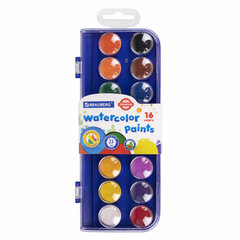 Краски акварельные BRAUBERG &laquo;PREMIUM&raquo; 16 цветов, круглые кюветы 23 мм, пенал, 191744