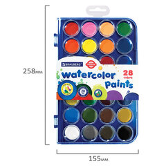 Краски акварельные BRAUBERG &laquo;PREMIUM&raquo; 28 цветов, круглые кюветы 28 мм, пенал, 191745
