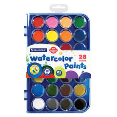 Краски акварельные BRAUBERG &laquo;PREMIUM&raquo; 28 цветов, круглые кюветы 28 мм, пенал, 191745