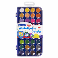 Краски акварельные BRAUBERG &laquo;PREMIUM&raquo; 36 цветов, круглые кюветы 23 мм, пенал, 191746