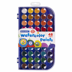 Краски акварельные BRAUBERG &laquo;PREMIUM&raquo; 48 цветов, круглые кюветы 23 мм, пенал, 191747