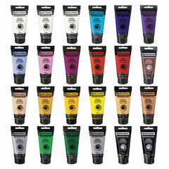 Краски акриловые художественные НАБОР &laquo;CLASSIC 24 штуки 21 цвет!&raquo;, в тубах 75 мл, BRAUBERG ART, 191762