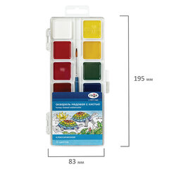 Краски акварельные ГАММА &laquo;Классическая&raquo;, 12 цветов, медовая, c кистью, пластиковая коробка, европодвес, 1009201