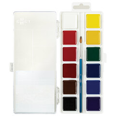 Краски акварельные ГАММА &laquo;Классическая&raquo;, 12 цветов, медовая, c кистью, пластиковая коробка, европодвес, 1009201