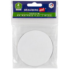 Холсты на магните круглые НАБОР 4 шт., 7,5 см, 280 г/<wbr/>м<sup>2</sup>, 100% хлопок, BRAUBERG ART CLASSIC, 192332