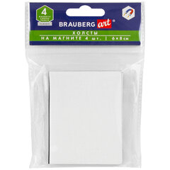Холсты на магните прямоугольные НАБОР 4 шт., 6&times;8 см, 280 г/<wbr/>м<sup>2</sup>, 100% хлопок, BRAUBERG ART CLASSIC, 192335