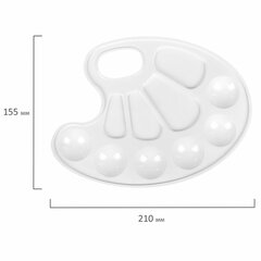 Палитра для рисования ПИФАГОР &laquo;ЭНИКИ-БЕНИКИ&raquo;, белая, овальная, 10 ячеек (6 ячеек для красок и 4 для смешивания), 192352