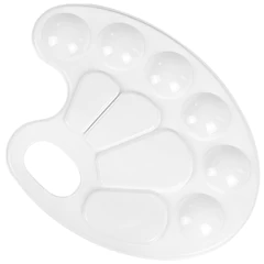 Палитра для рисования ПИФАГОР &laquo;ЭНИКИ-БЕНИКИ&raquo;, белая, овальная, 10 ячеек (6 ячеек для красок и 4 для смешивания), 192352