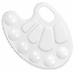 Палитра для рисования ПИФАГОР &laquo;ЭНИКИ-БЕНИКИ&raquo;, белая, овальная, 10 ячеек (6 ячеек для красок и 4 для смешивания), 192352