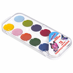 Краски акварельные ЮНЛАНДИЯ &laquo;ЮНЫЙ ВОЛШЕБНИК&raquo;, медовые, 12 цветов, круглые кюветы, пластик, 192358