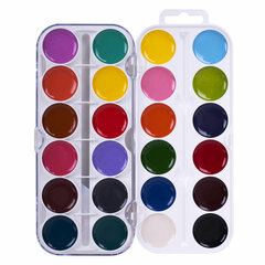 Краски акварельные ЮНЛАНДИЯ &laquo;ЮНЫЙ ВОЛШЕБНИК&raquo;, медовые, 24 цвета, круглые кюветы, пластик, 192359