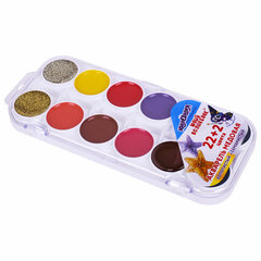 Краски акварельные ЮНЛАНДИЯ &laquo;ЮНЫЙ ВОЛШЕБНИК&raquo;, медовые, 22+2 цвета (золото+серебро), круглые кюветы, пластик, 192361