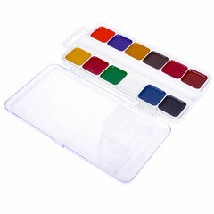 Краски акварельные ЮНЛАНДИЯ &laquo;ВЕСЁЛЫЙ ШМЕЛЬ&raquo;, медовые, 12 цветов, квадратные кюветы, пластик, 192362