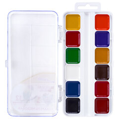 Краски акварельные ЮНЛАНДИЯ &laquo;ВЕСЁЛЫЙ ШМЕЛЬ&raquo;, медовые, 12 цветов, квадратные кюветы, пластик, 192362