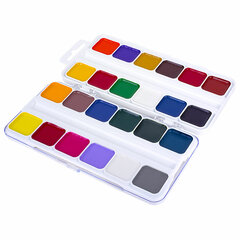 Краски акварельные ЮНЛАНДИЯ &laquo;ВЕСЁЛЫЙ ШМЕЛЬ&raquo;, медовые, 24 цвета, квадратные кюветы, пластик, 192363