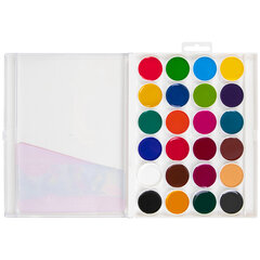 Краски акварельные BRAUBERG &laquo;МАГИЯ ЦВЕТА NEW&raquo;, медовые, 24 цвета, круглые кюветы, пластиковый пенал, 192365