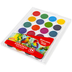 Краски акварельные BRAUBERG &laquo;МАГИЯ ЦВЕТА NEW&raquo;, медовые, 24 цвета, круглые кюветы, пластиковый пенал, 192365