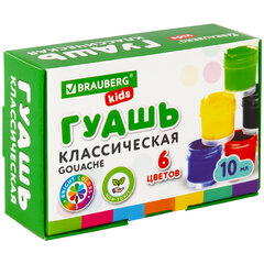 Гуашь BRAUBERG KIDS &laquo;NEW&raquo;, 6 цветов по 10 мл, 192374