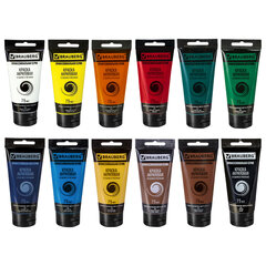 Краски акриловые художественные глянцевые 12 цветов в тубах по 75 мл, BRAUBERG ART CLASSIC, 192426