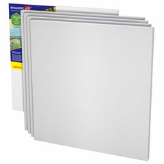 Холсты на картоне НАБОР 5 шт. (30&times;30 см), 280 г/<wbr/>м<sup>2</sup>, грунт, 100% хлопок, BRAUBERG ART CLASSIC, 192508