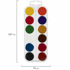 Краски акварельные медовые ПИФАГОР &laquo;ЭНИКИ-БЕНИКИ NEW&raquo;, 12 цветов, картонная коробка европодвес, 192518