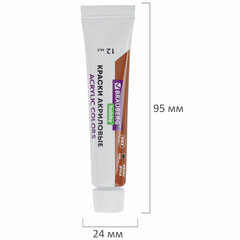 Краски акриловые художественные 12 цветов в тубах по 12 мл, кисти 3 шт., палитра, аксессуары, 19 предметов, BRAUBERG HOBBY, 192543