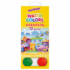 Краски акварельные ЮНЛАНДИЯ &laquo;ДОМИКИ&raquo;, 12 цветов, медовые, круглые кюветы, 192550