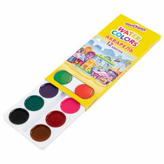 Краски акварельные ЮНЛАНДИЯ &laquo;ДОМИКИ&raquo;, 12 цветов, медовые, круглые кюветы, 192550