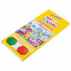 Краски акварельные ЮНЛАНДИЯ &laquo;ДОМИКИ&raquo;, 12 цветов, медовые, круглые кюветы, 192550