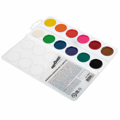 Краски акварельные ЮНЛАНДИЯ &laquo;ШКОЛЬНЫЕ&raquo; 12 цветов, медовые, круглые кюветы, 192551