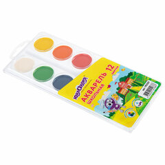 Краски акварельные ЮНЛАНДИЯ &laquo;ШКОЛЬНЫЕ&raquo; 12 цветов, медовые, круглые кюветы, 192551