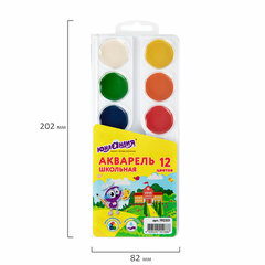 Краски акварельные ЮНЛАНДИЯ &laquo;ШКОЛЬНЫЕ&raquo; 12 цветов, медовые, круглые кюветы, 192551