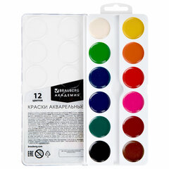 Краски акварельные BRAUBERG 12 цветов &laquo;АКАДЕМИЯ КЛАССИЧЕСКАЯ&raquo;, медовые, круглые кюветы, 192554