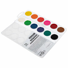 Краски акварельные BRAUBERG 12 цветов &laquo;Футбол&raquo;, медовые, круглые кюветы, 192565
