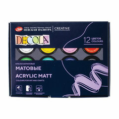 Краски акриловые матовые &laquo;Декола&raquo;, 12 цветов по 20 мл, в банках, Невская Палитра, 143411021