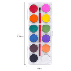 Краски акварельные ПИФАГОР &laquo;СОЛНЫШКО&raquo;, 12 цветов с кистью, круглые кюветы, пенал, 192635