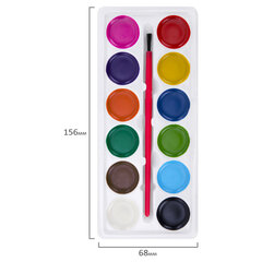 Краски акварельные ПИФАГОР &laquo;СОЛНЫШКО&raquo;, 12 цветов с кистью, круглые кюветы, на коррексе, 192636