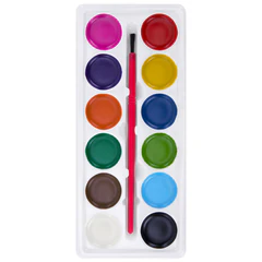 Краски акварельные ПИФАГОР &laquo;СОЛНЫШКО&raquo;, 12 цветов с кистью, круглые кюветы, на коррексе, 192636