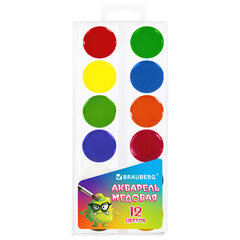 Краски акварельные BRAUBERG &laquo;МОНСТРИКИ&raquo;, медовые, 12 цветов, круглые кюветы, 192641