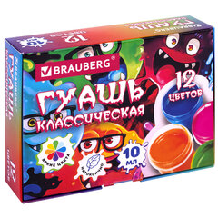Гуашь BRAUBERG &laquo;МОНСТРИКИ&raquo;, 12 цветов по 10 мл, 192642